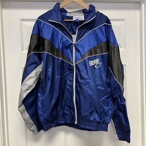 Bike Y2K Blue & Gray Track Jacket Windbreaker sz L EUC